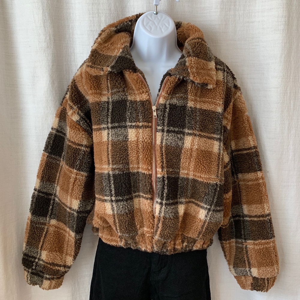 LAST ONE!!! Plaid Zip-Up Shearling Jacket - Picture 7 of 7